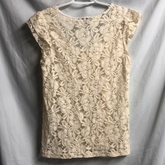 Cream ivory sheer lace top no size ruffled sleeves - Picture 9 of 11